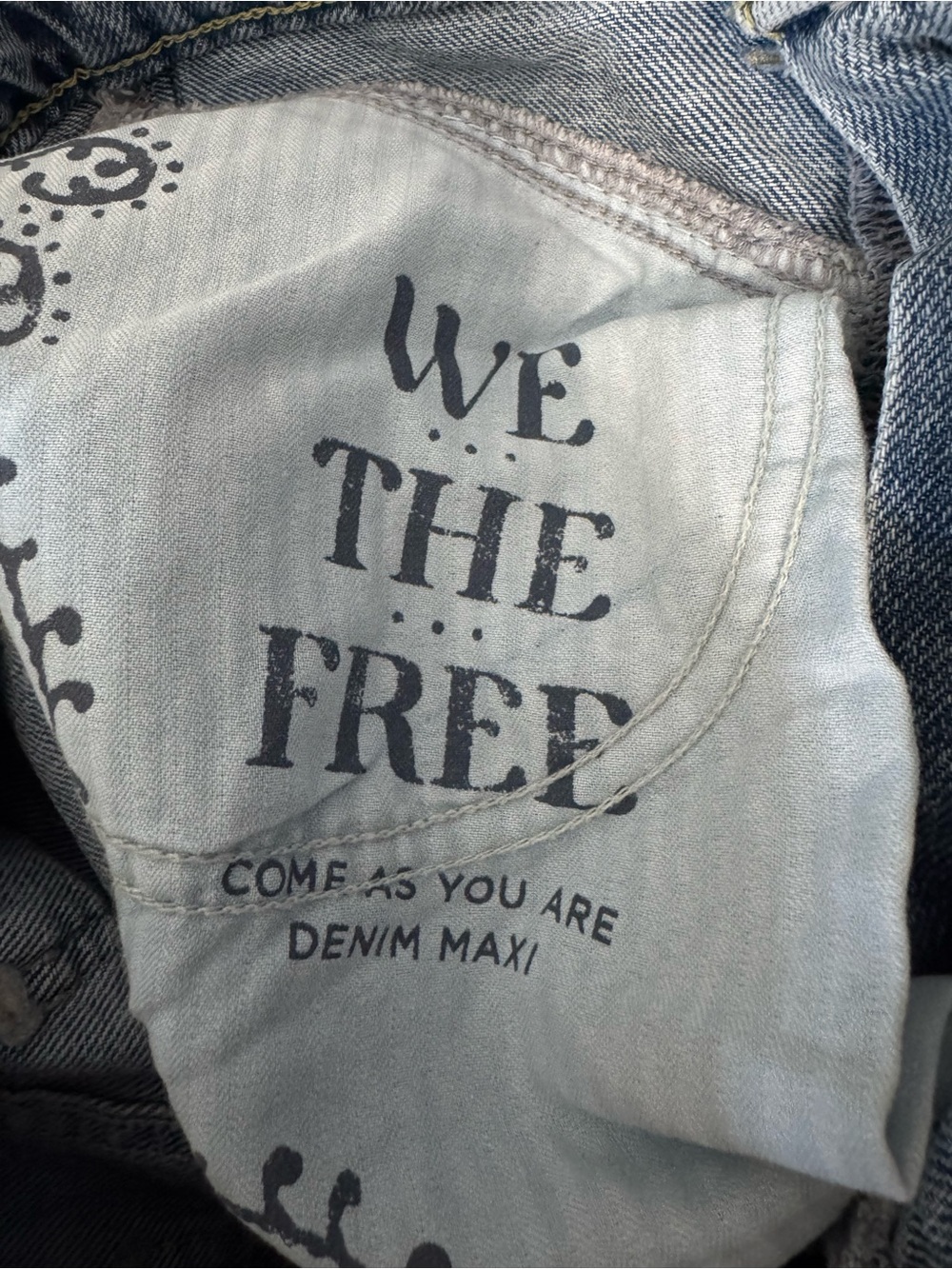 Free People We The Free Come As You Are Long Denim Jean Maxi Skirt 0 - Picture 6 of 9